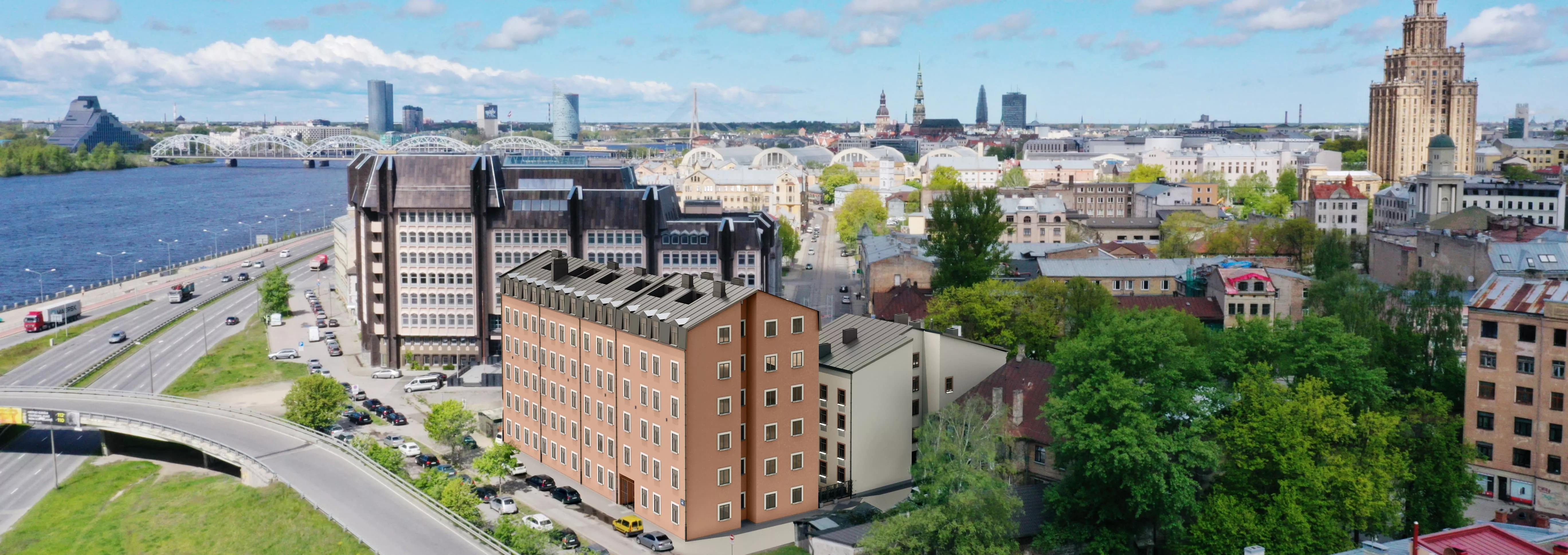 Rēdera Nami ēkas skats no Daugavas puses